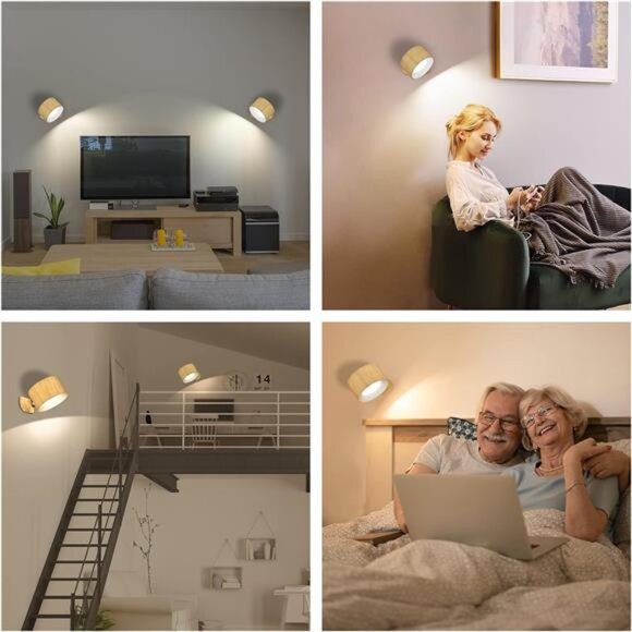 LED Wall Sconce, Wall Mounted Lamp with Rechargeable Battery Operated USB Port - Picture 6 of 7